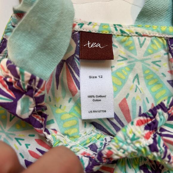 Tea Collection 100% Cotton Floral Sunburst Halter Hi-Low Dress 12Y - Picture 4 of 5